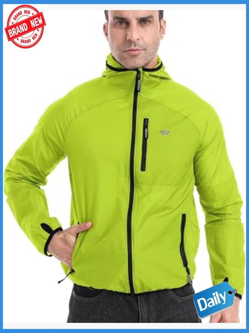 Lightweight Packable Windbreaker Jacket with Hood for Cycling Running Golf